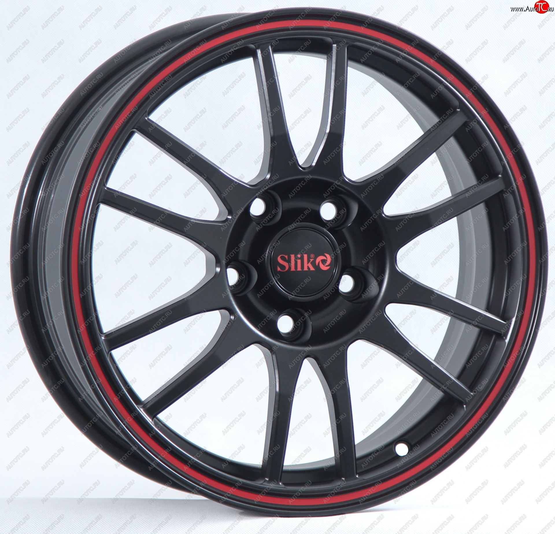 12 949 р. Кованый диск Slik classik R16x6.5 Черный глянцевый с красным ободом (BKRL) 6.5x16   (Цвет: BKRL)  с доставкой в г. Чебоксары