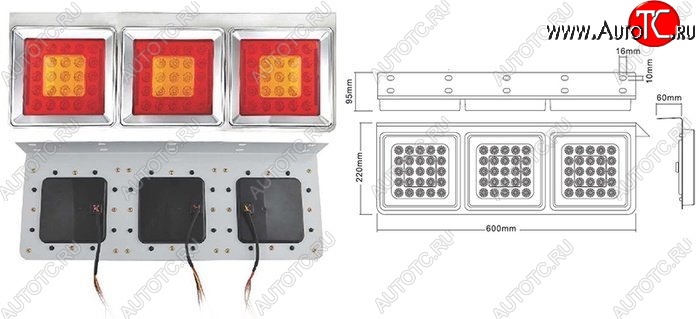 649 р. Универсальный задний фонарь SAT (диодный, хром LH=RH) Dong Feng GX DFH4180 седельный тягач 4х2 (2022-2025) (12V)  с доставкой в г. Чебоксары