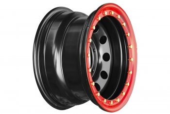 Штампованый диск OFF-ROAD Wheels (стальной усиленный с бедлоком, круг - черный/красный). 8.0 x 15 Ford F 150 4 (1992-1996) 5x139.7xDIA110.0xET10.0