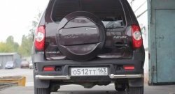 6 299 р. Защита заднего бампера (углы 63 мм) Petroil Tuning  Chevrolet Niva  2123 (2009-2020), Лада 2123 (Нива Шевроле) (2009-2020) (Нержавеющая полированная сталь)  с доставкой в г. Чебоксары. Увеличить фотографию 2