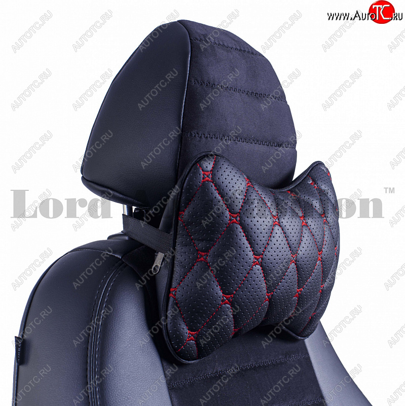 899 р. Подушка-косточка Lord Autofashion Байрон (экокожа, 2 шт.) Suzuki Samurai (1998-2025) (Черный, строчка красная)  с доставкой в г. Чебоксары