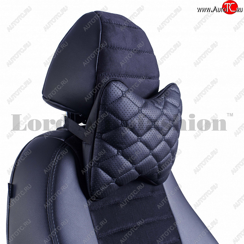 799 р. Подушка-косточка Lord Autofashion Ромб (экокожа, 2 шт.) Skoda Octavia A7 дорестайлинг универсал (2012-2017) (Черный, строчка черная)  с доставкой в г. Чебоксары