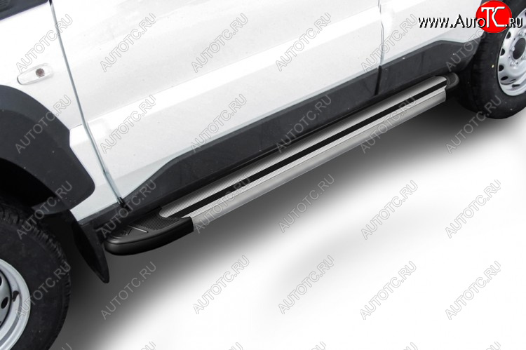 10 399 р. Пороги алюминиевые Slitkoff Лада Нива Трэвел (212300-80) (2021-2025) (Luxe Silver)  с доставкой в г. Чебоксары