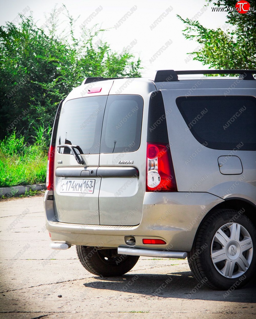3 799 р. Защита заднего бампера Petroil Tuning (уголки, d51)  Лада Ларгус (2012-2021) дорестайлинг R90 (Сталь с полимерным покрытием в цвет: серебристый❞Искра❝)  с доставкой в г. Чебоксары