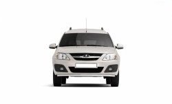 Защита переднего бампера одинарная из трубы d51 мм Petroil Tuning Лада Ларгус (2012-2021) дорестайлинг R90 (Нержавеющая полированная сталь)