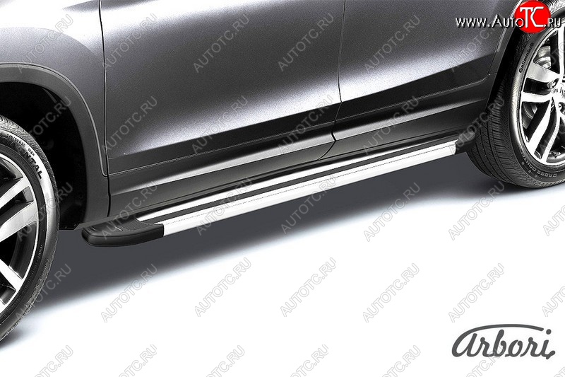 11 519 р. Порожки для ног Arbori Luxe Silver  Chevrolet Niva  2123 (2009-2020), Лада 2123 (Нива Шевроле) (2009-2021)  с доставкой в г. Чебоксары