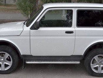 24 649 р. Защита порогов из трубы с листом SLITKOFF (лист алюм, труба d42, нержавейка)  Лада нива 4х4 ( 2131,  2121) (2014-2021) Урбан 3 дв. дорестайлинг, Урбан  с доставкой в г. Чебоксары. Увеличить фотографию 3