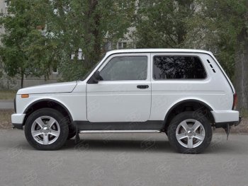 22 999 р. Защита порогов из трубы с листом SLITKOFF (лист алюм, труба d42, стальная).  Лада нива 4х4 ( 2131,  2121) (2014-2021) Урбан 3 дв. дорестайлинг, Урбан  с доставкой в г. Чебоксары. Увеличить фотографию 2