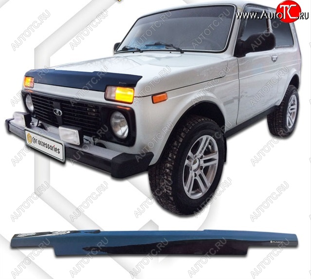2 159 р. Дефлектор капота CA-Plastiс Лада Нива 4х4 2121 3 дв. дорестайлинг (1977-2019) (Classic черный, Без надписи)  с доставкой в г. Чебоксары