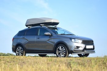 13 649 р. Защита переднего бампера Cross Petroil Tuning (2 трубы d51/51)  Лада Веста  SW 2181 (2017-2022) универсал дорестайлинг (Нержавеющая полированная сталь)  с доставкой в г. Чебоксары. Увеличить фотографию 3