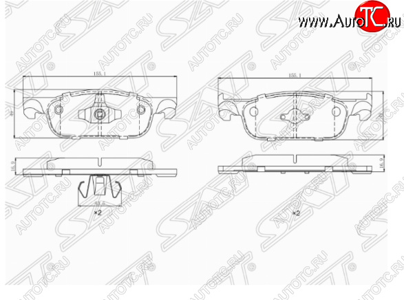 1 059 р. Комплект передних тормозных колодок SAT Лада XRAY (2016-2022)  с доставкой в г. Чебоксары