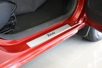 2 099 р. Пороги накладки в проем дверей Petroil Tuning Лада XRAY (2016-2022) (Нержавейка)  с доставкой в г. Чебоксары. Увеличить фотографию 3