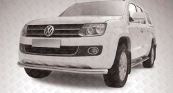 Одинарная защита переднего бампера диаметром 76 мм Slitkoff Volkswagen Amarok (2009-2016) дорестайлинг