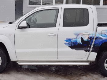 43 999 р. Широкая защита порогов с трубой диаметром 63 мм SLITKOFF v3  Volkswagen Amarok (2009-2016) дорестайлинг  с доставкой в г. Чебоксары. Увеличить фотографию 2