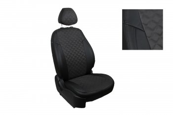 Чехлы для сидений Seintex Ромб Алькантара Volkswagen Caddy 2K дорестайлинг (2003-2010) (Цвет: черный)