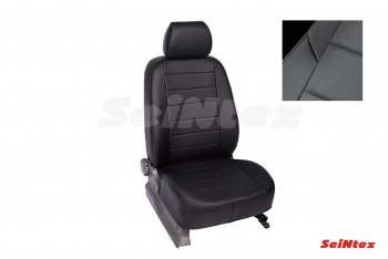 Чехлы для сидений Seintex (экокожа) Volkswagen Caddy 2K дорестайлинг (2003-2010) (Цвет: черный/черный, первый ряд)