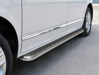 22 699 р. Левая широкая защита порогов с трубой диаметром 42 мм SLITKOFF  Volkswagen Multivan  T6 - Transporter  T6  с доставкой в г. Чебоксары. Увеличить фотографию 2