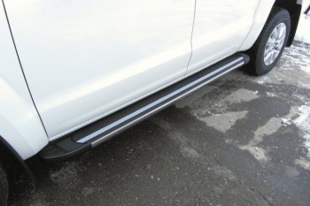 11 639 р. Алюминиевые пороги для ног Slitkoff (Luxe)  Volkswagen Teramont  CA1 (2016-2020) дорестайлинг (Чёрные)  с доставкой в г. Чебоксары. Увеличить фотографию 2