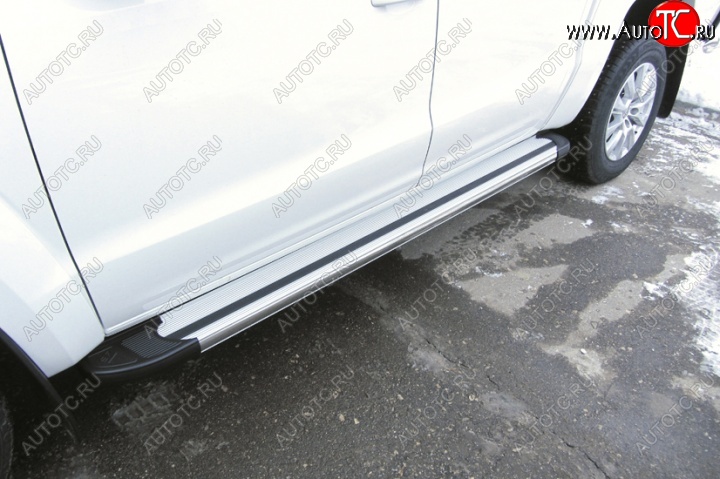 11 639 р. Алюминиевые пороги для ног Slitkoff (Luxe)  Volkswagen Teramont  CA1 (2016-2020) дорестайлинг (Чёрные)  с доставкой в г. Чебоксары