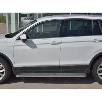 24 649 р. Пороги SLITKOFF труба d42 с листом (v1)  Volkswagen Tiguan  Mk2 (2016-2020) дорестайлинг  с доставкой в г. Чебоксары. Увеличить фотографию 2