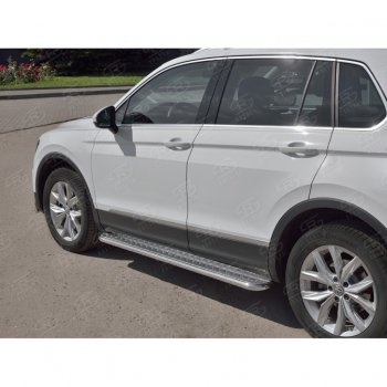24 649 р. Пороги SLITKOFF труба d42 с листом (v1)  Volkswagen Tiguan  Mk2 (2016-2020) дорестайлинг  с доставкой в г. Чебоксары. Увеличить фотографию 3