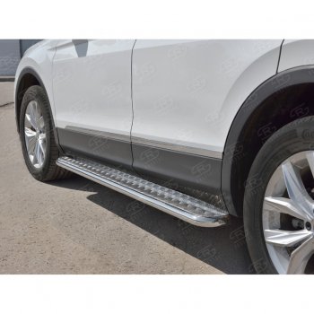 24 649 р. Пороги SLITKOFF труба d42 с листом (v1)  Volkswagen Tiguan  Mk2 (2016-2020) дорестайлинг  с доставкой в г. Чебоксары. Увеличить фотографию 4