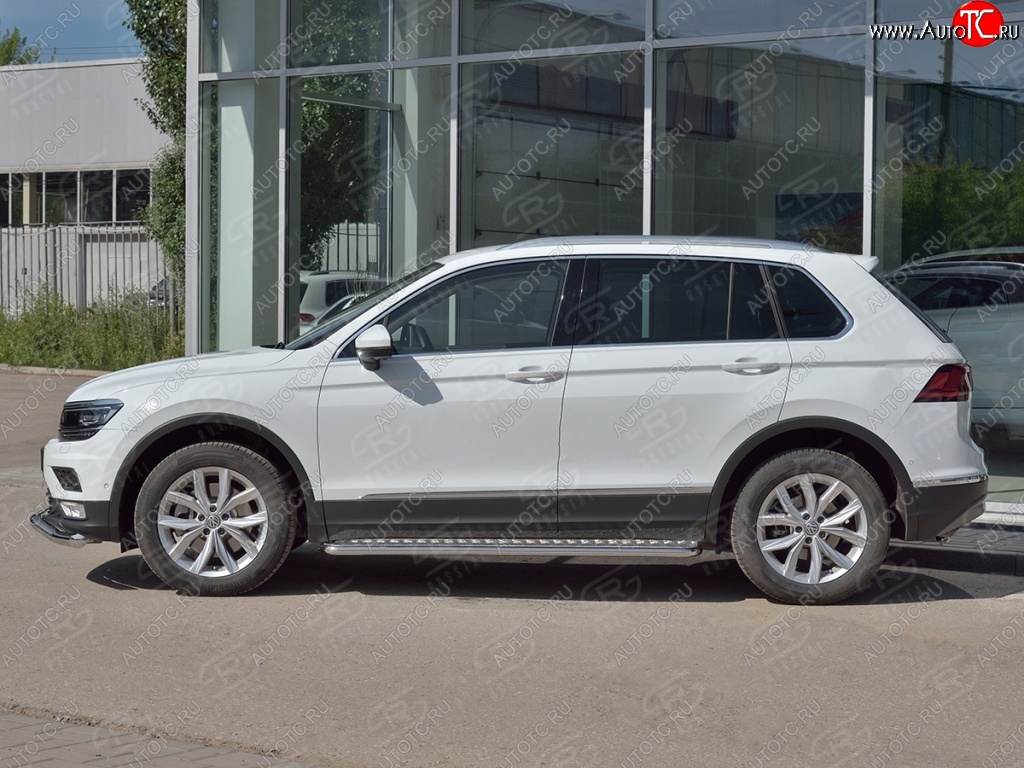 24 649 р. Пороги SLITKOFF труба d42 с листом (v1)  Volkswagen Tiguan  Mk2 (2016-2020) дорестайлинг  с доставкой в г. Чебоксары