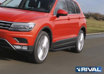 9 499 р. Порожки для ног Rival Volkswagen Tiguan Mk2 рестайлинг (2020-2022) (Чёрные)  с доставкой в г. Чебоксары. Увеличить фотографию 4