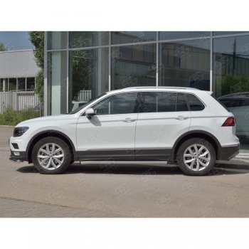 18 799 р.  Защита порогов (Ø63 мм, секции) SLITKOFF  Volkswagen Tiguan  Mk2 (2016-2020) дорестайлинг (Вариант 2 (пластиковые заглушки))  с доставкой в г. Чебоксары. Увеличить фотографию 2