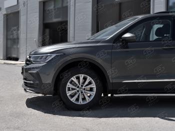 15 499 р. Защита переднего бампера (Ø42 мм нержавейка, NOT R-LINE) SLITKOFF  Volkswagen Tiguan  Mk2 (2020-2022) рестайлинг (полированная нержавейка)  с доставкой в г. Чебоксары. Увеличить фотографию 3