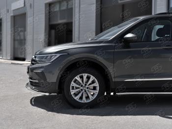16 299 р. Защита переднего бампера (Ø42 мм волна, нержавейка, NOT R-LINE) SLITKOFF Volkswagen Tiguan Mk2 рестайлинг (2020-2022)  с доставкой в г. Чебоксары. Увеличить фотографию 2