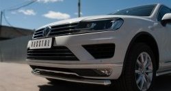 19 299 р. Одинарная защита переднего бампера диаметром 63 мм SLITKOFF  Volkswagen Touareg  NF (2014-2018) рестайлинг  с доставкой в г. Чебоксары. Увеличить фотографию 2