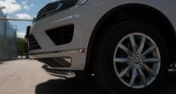 19 299 р. Одинарная защита переднего бампера диаметром 63 мм SLITKOFF  Volkswagen Touareg  NF (2014-2018) рестайлинг  с доставкой в г. Чебоксары. Увеличить фотографию 3