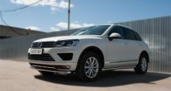 19 299 р. Одинарная защита переднего бампера диаметром 63 мм SLITKOFF  Volkswagen Touareg  NF (2014-2018) рестайлинг  с доставкой в г. Чебоксары. Увеличить фотографию 4