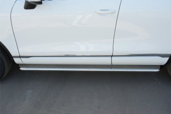 Широкая защита порогов с трубой d42 мм SLITKOFF v3 Volkswagen Touareg  NF (2014-2018) рестайлинг