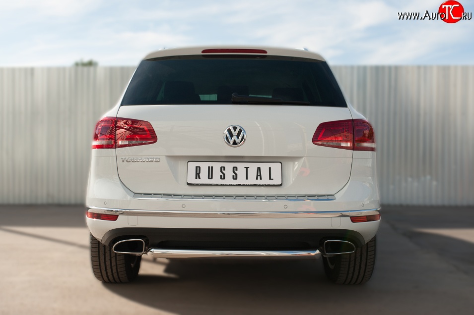 18 299 р. Одинарная защита заднего бампера диаметром 63 мм SLITKOFF  Volkswagen Touareg  NF (2014-2018) рестайлинг  с доставкой в г. Чебоксары