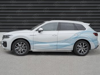24 649 р. Пороги SLITKOFF d42 с листом  Volkswagen Touareg  CR (2018-2025) (лист алюминий, проф. нержавейка)  с доставкой в г. Чебоксары. Увеличить фотографию 3