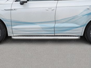 30 799 р. Пороги SLITKOFF d63 с листом  Volkswagen Touareg  CR (2018-2025) (лист алюминий, проф. сталь)  с доставкой в г. Чебоксары. Увеличить фотографию 2