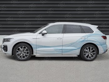 30 799 р. Пороги SLITKOFF d63 с листом  Volkswagen Touareg  CR (2018-2025) (лист алюминий, проф. сталь)  с доставкой в г. Чебоксары. Увеличить фотографию 3