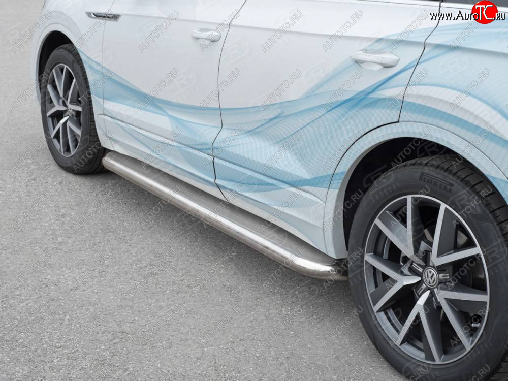 43 999 р. Пороги SLITKOFF d63 с листом  Volkswagen Touareg  CR (2018-2025) (лист нержавейка, проф. нержавейка)  с доставкой в г. Чебоксары