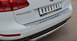15 249 р. Одинарная защита заднего бампера из трубы диаметром 63 мм SLITKOFF  Volkswagen Touareg  NF (2010-2014) дорестайлинг  с доставкой в г. Чебоксары. Увеличить фотографию 2