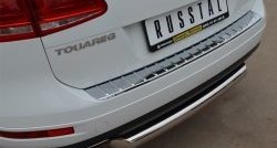 15 549 р. Одинарная защита заднего бампера из трубы диаметром 76 мм SLITKOFF  Volkswagen Touareg  NF (2010-2014) дорестайлинг  с доставкой в г. Чебоксары. Увеличить фотографию 2