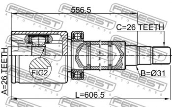 9 299 р. Правый шрус внутренний передний Febest (26X31X26) Volvo S60 RS,RH седан дорестайлинг (2000-2004)  с доставкой в г. Чебоксары. Увеличить фотографию 2