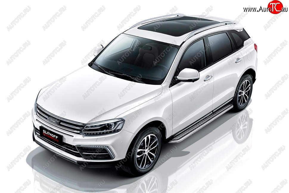 17 899 р. Защита порогов Slitkoff (с листом, d57 мм)  Zotye Coupa  B11F (2019-2021) (Нержавейка)  с доставкой в г. Чебоксары