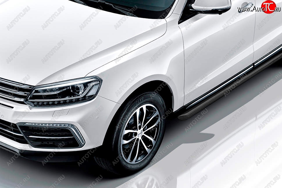 10 599 р. Защита порогов Slitkoff (d57 мм)  Zotye Coupa  B11F (2019-2021) (Сталь с полимерным покрытием. Цвет: чёрный)  с доставкой в г. Чебоксары