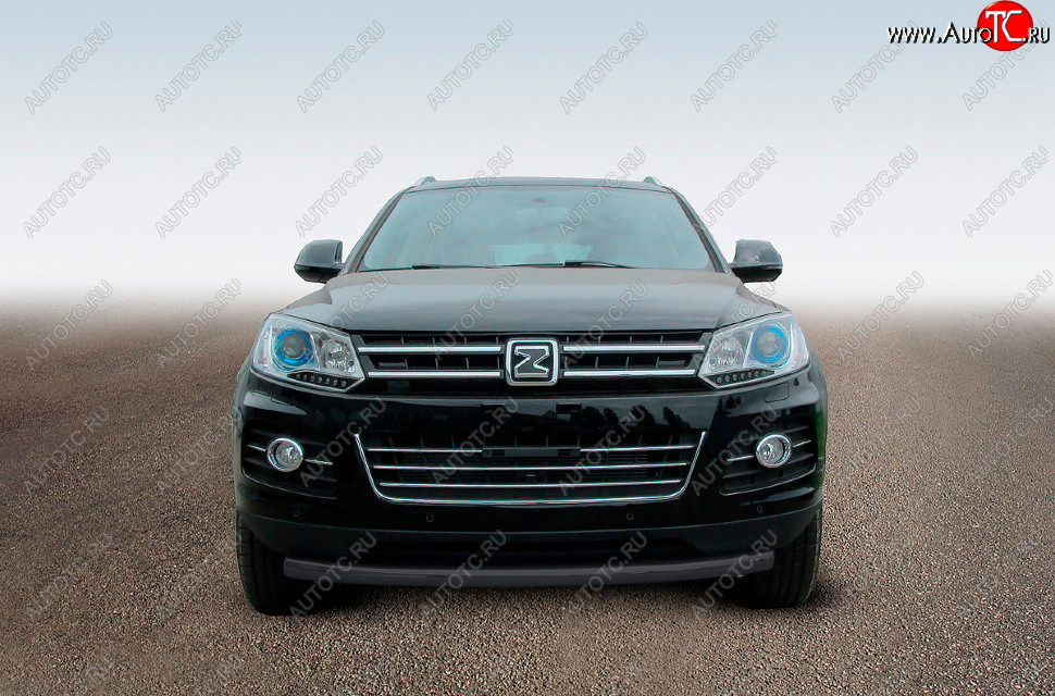 10 699 р. Защита переднего бампера Slitkoff (Ø57 мм, радиусная)  Zotye T600 (2014-2021) (Сталь с полимерным покрытием в цвет: черный)  с доставкой в г. Чебоксары